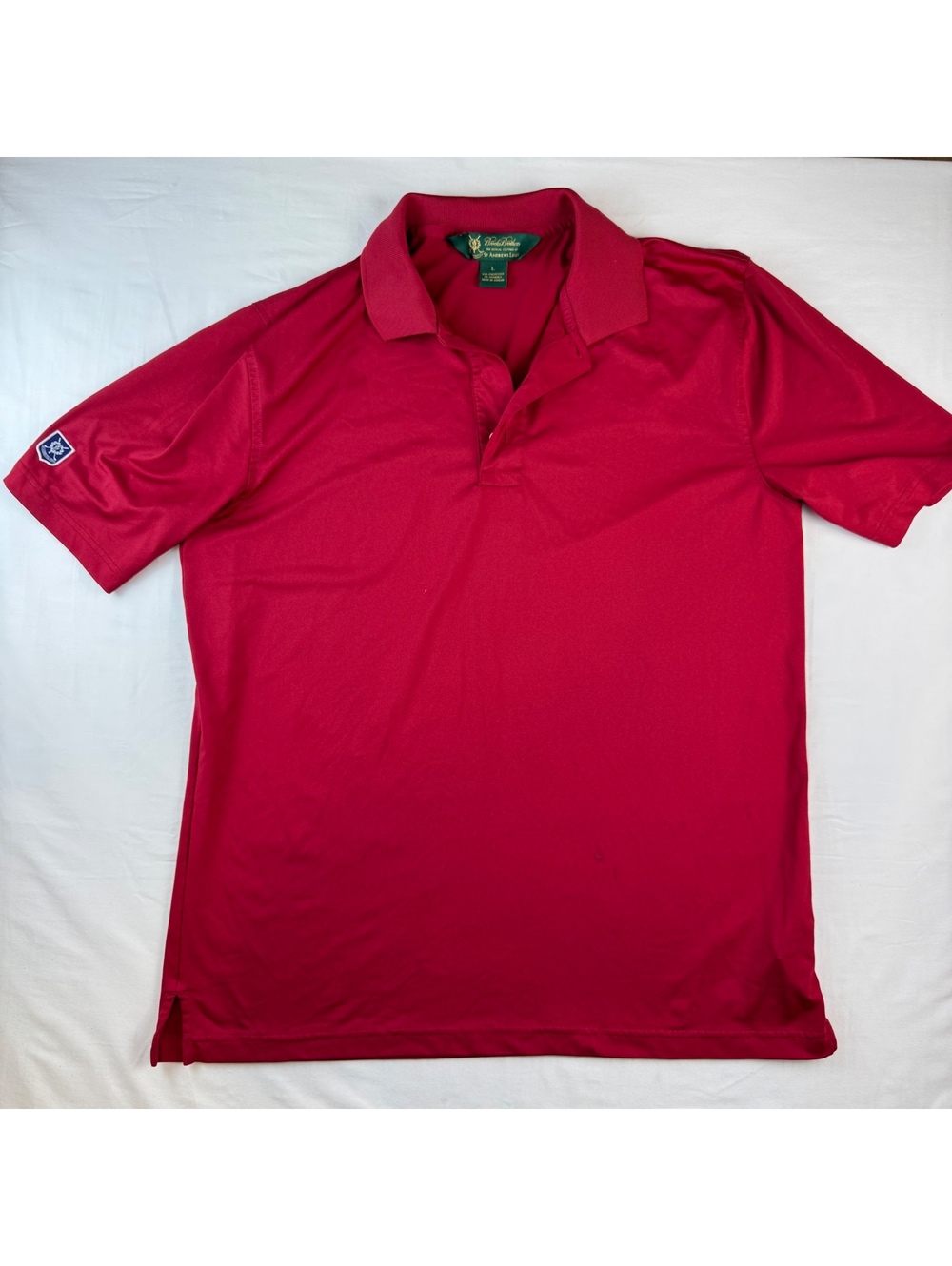 Brooks Brothers Red Polo Shirt Size L Men’s St Andrew’s Links Scotland *stain